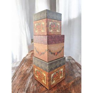 Nesting Boxes - Bob's Boxes Primitive Set of 3 with lids "Woven Baskets"